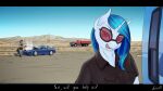  anthro apocheck13 car clothing desert dialogue duo eyewear female friendship_is_magic goggles looking_at_viewer midriff my_little_pony octavia_(mlp) open_mouth shirt smoke topwear truck vehicle vinyl_scratch_(mlp) 