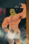  abs absurd_res alligatorid alligatorid_humanoid animal_head animal_humanoid armpit_hair body_hair chest_hair convenient_censorship crocodilian crocodilian_humanoid dorohedoro for_a_head genitals hi_res humanoid humanoid_genitalia humanoid_penis kaiman_(dorohedoro) kiba24 male muscular muscular_humanoid muscular_male nipples nude open_mouth pecs penis pubes reptile reptile_humanoid scalie scalie_humanoid shower solo steam wet 