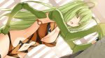  1boy 1girl antennae arthropod_girl artist_request bangs blush breasts carapace center_opening cleavage compound_eyes cracked_wall em_(monster_musume) extra_arms eyebrows_visible_through_hair game_cg green_eyes green_hair hands_on_hips kabedon large_breasts leotard long_hair mantis_girl monster_girl monster_musume_no_iru_nichijou monster_musume_no_iru_nichijou_online navel official_art open_mouth revealing_clothes surprised wardrobe_malfunction 