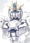  artist_name blue_eyes dated gundam gundam_narrative highres looking_at_viewer mecha mobile_suit narrative_gundam no_humans rondo_bell science_fiction solo v-fin white_background 