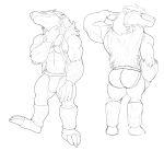  2022 3_toes 5_fingers abs absurd_res anthro arm_tuft barefoot big_abs big_biceps big_deltoids big_hamstrings big_muscles big_pecs big_quads big_triceps black_and_white bristol bulge butt closed_smile clothed clothed_anthro clothed_male clothing deltoids digital_drawing_(artwork) digital_media_(artwork) ear_tuft fan_character feet fingers front_view full-length_portrait fur fur_tuft hamstrings head_tuft hi_res humanoid_hands jockstrap jockstrap_only male male_anthro mammal monochrome muscular muscular_anthro muscular_male navel nintendo obstagoon pecs plantigrade pok&eacute;mon pok&eacute;mon_(species) pok&eacute;morph portrait rear_view simple_background skimpy solo standing toes topless topless_anthro topless_male triceps tuft underwear video_games white_background 