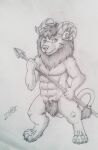  anthro felid hi_res horn hybrid lion male mammal muscular muscular_male pantherine pawpads solo tribal unusual_anatomy unusual_tail venezuela warrior zkott 