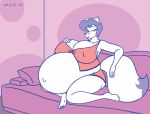  2019 anthro arctic_fox bedroom_eyes belly big_belly big_breasts breasts butt canid canine clothing digital_media_(artwork) female fox furniture hand_on_breast huge_breasts hyper hyper_belly hyper_pregnancy lingerie mammal narrowed_eyes navel nicole_(satsumalord) nipple_outline outie_navel pillow pregnant satsumalord seductive sitting sketch sofa solo 
