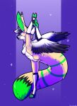 &lt;3 abstract_background anthro avian big_ears big_tail bird breasts canid canine collar collar_only danji-isthmus ears_up female fox hi_res hybrid looking_back mammal nude on_one_leg penetration raised_leg side_boob side_view solo spread_legs spread_wings spreading standing stretching vaginal vaginal_penetration wings 