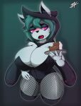  big_breasts blush breasts bunny_costume cleavage clothed clothing costume female green_hair hair hi_res hood huge_breasts humanoid humanoid_pointy_ears league_of_legends navel pink_eyes riot_games short_stack solo thick_thighs vex_(lol) video_games wide_hips yordle zomboyde 