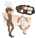  anthro antlers asroyal_sagittarius avoid_posting balls cervid chest_tuft clothed clothing digital_media_(artwork) erection fluffernubber fur genitals girly hair hi_res horn male mammal model_sheet penis simple_background solo tuft 