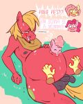  anthro balls big_macintosh_(mlp) birth cutie_mark earth_pony english_text equid equine female fluttershy_(mlp) freckles friendship_is_magic genitals grass hasbro hi_res horse inner_ear_fluff lying male mammal my_little_pony navel navel_birth nipples penis pinkie_pie_(mlp) plant pony pregnant pregnant_male red_body signature smile text tuft what what_has_science_done wildegems young 