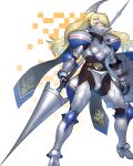  1girl armor blonde_hair blue_eyes boots breasts full_body gloves long_hair looking_at_viewer shachibato! shachou_batoru_no_jikan_desu! simple_background solo standing tachi-e white_background yoshizaki_mine 