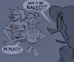  alarmed anatid anseriform anthro avian beagle beak bird black_arts_beagle bodily_fluids canid canine canis clothing comic disney domestic_dog duck ducktales ducktales_(2017) female fenton_crackshell furniture gaming group hair hunting_dog lechepop long_hair m&#039;ma_crackshell male male/male mammal membrane_(anatomy) monochrome necktie nik_nokturne nintendo nintendo_switch nude pecs pillow scent_hound shirt sofa speech_bubble sweat sweatdrop text topwear video_games webbed_feet 