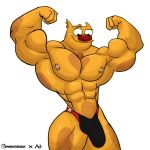  absurd_res anthro bulge catdog_(series) clothing domestic_cat felid feline felis hi_res male male/male mammal monstadog muscular muscular_anthro muscular_male nickelodeon nipple_piercing nipples piercing solo thong underwear 