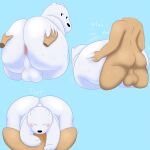  2022 anal anal_penetration anthro anus backsack balls big_butt blush bodily_fluids butt cartoon_network colossalstars duo erection fellatio fur genitals hand_on_butt hi_res human ice_bear interspecies looking_back male male/male male_penetrated male_penetrating male_penetrating_male mammal nude oral penetration penile penis polar_bear sex simple_background sweat ursid ursine we_bare_bears white_body white_fur 