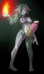  1girl alexia_ashford blush body_blush breasts capcom censored code_veronica erect_nipples erection fire futanari green_hair green_skin grey_skin hair_over_one_eye highres huge_penis looking_at_viewer monster_girl naughty_face nipples nude oyashirazu penis pink_nipples pointless_censoring precum pussy resident_evil resident_evil_code_veronica scales simple_background solo yellow_eyes 