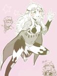  1boy 1girl ahoge bangs bodystocking breasts bridal_gauntlets cape circlet covered_navel father_and_daughter fire_emblem fire_emblem_fates large_breasts long_hair odin_(fire_emblem) ophelia_(fire_emblem) pantyhose teacher_sbm thighhighs toeless_footwear toeless_legwear turtleneck 