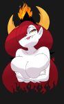  big_breasts breasts disney fangs female hair hair_over_eye hekapoo hi_res horn horned_humanoid humanoid not_furry one_eye_obstructed red_hair star_vs._the_forces_of_evil tongue tongue_out underground_(artist) white_body 