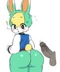  animal_crossing anthro big_butt blonde_hair bodily_fluids butt duo genital_fluids genitals hair hi_res lagomorph leaking_precum leporid looking_back male male/male mammal nintendo penis precum rabbit sasha_(animal_crossing) surprised_expression sweat thewubzhell thick_thighs vein veiny_penis video_games 