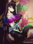  animated anthro bottomwear canid canine clothing female fox hi_res invalid_tag mammal neon-chan neon_lights sfw shorts solo the_sake_ninja warning z2727 