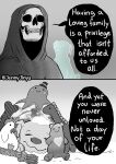  ambiguous_gender animated_skeleton bone canid canine canis chew_toy comic death death_(personification) dialogue domestic_dog duo english_text feral jenny_jinya loving_reaper mammal plushie rope skeleton text toy undead 