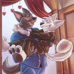  &lt;3 absurd_res anthro canid canine canis coughee_aholic digit_ring domestic_dog fox_(housepets!) happy hi_res honeymoon housepets! jewelry male mammal mungo_(housepets!) ring webcomic wedding_clothing wedding_ring 