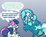  absurd_res anthro bonbon_(mlp) breast_squish breasts clothed clothing dialogue duo english_text equid equine female feral friendship_is_magic groping_breasts hasbro hi_res holding_breast horn horse humor lyra_heartstrings_(mlp) mammal meme my_little_pony pony shocked speech_bubble squish text unicorn witchtaunter 