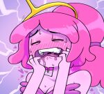  2022 adventure_time ahegao blush bodily_fluids breasts candy candy_people_(at) cartoon_network cleavage clothed clothing dessert discount-supervillain drooling eyes_closed female food food_creature humanoid living_candy looking_pleasured not_furry pink_body pink_skin princess_bubblegum saliva solo 