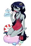 adventure_time barefoot black_hair breasts candy_people_(at) cartoon_network cleavage clothed clothing discount-supervillain dress feet female food food_creature hair hi_res holidays humanoid humanoid_pointy_ears male marceline_abadeer not_furry peppermint_butler valentine&#039;s_day vampire 