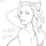  breasts bust_portrait canid canine clothed clothing erica_piroma fox katamount mammal nipples pencil_sketch portrait topless 