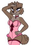  absurd_res anthro brown_body brown_fur canid canine canis chloe_(potato565) clothing collar domestic_dog female fur hi_res katanagirl lingerie mammal multicolored_body multicolored_fur pomeranian portrait pose solo spitz two_tone_body two_tone_fur 