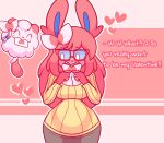  &lt;3 2022 anthro big_breasts blue_sclera blush breasts clothing digital_media_(artwork) duo eeveelution embarrassed endless_fantasy_(mintyspirit) english_text eyewear fangs female glasses hi_res holidays javisylveon_(mintyspirit) love_letter mintyspirit nintendo pok&eacute;mon pok&eacute;mon_(species) red_eyewear red_glasses shy sweater swirlix sylveon text thick_thighs topwear valentine&#039;s_day video_games white_eyes wide_hips 