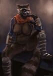  anthro big_breasts breasts brown_body brown_fur crossgender female fur genitals guardians_of_the_galaxy hi_res kronte marvel pussy rocket_raccoon solo 