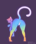  anus bent_over big_breasts bioluminescence breasts butt cat_face domestic_cat eyes_closed felid feline felis female genitals glowing gradient gradient_fur handpaw hi_res mammal nipples paws presenting presenting_hindquarters pussy rainbow rgb solo 