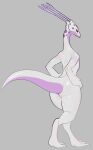  2019 anthro avoid_posting butt digital_media_(artwork) dragon female hi_res horn lucia_(paledrake) nude pupils reptile scalie semi-anthro simple_background slit_pupils solo w4g4 white_background white_body white_skin 