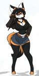  anthro big_breasts blush bottomwear breasts canid canine clothing fan_character female fox hi_res jacket legwear mammal maxine_boulevard miniskirt pace-maker skirt solo thick_thighs thigh_highs topwear 