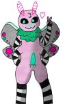  &lt;3 4_arms antennae_(anatomy) anthro arm_warmers armwear arthropod blush bodily_fluids clothing fluffy flustered freckles fur genital_fluids genitals gesture girly green_eyes insect legwear lepidopteran looking_away male multi_arm multi_limb neck_tuft penis pink_body pink_fur precum presenting presenting_penis solo tapering_penis teal_penis thick_thighs thigh_highs tuft v_sign vecti_doptera vecti_doptera_(character) wings 