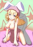 animal_ears ass ass_grab blonde_hair blue_eyes blush breasts bunny_ears cleavage clenched_teeth clothed_female_nude_male dewprism drill_hair fancy_mel from_behind maguro_(fufu) sex teeth threads_of_fate 