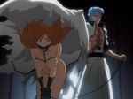  1boy 1girl abs arrancar bdsm bent_over bleach blue_eyes blue_hair bondage bound bound_wrists breast_bondage breasts chain chains clothes espada gag grey_eyes grimmjow_jaegerjaquez grimmjow_jaggerjack hollow inoue_orihime katana large_breasts long_hair nipples nude nude_filter orange_hair photoshop rope scar screencap sex_slave sheath sheathed skull sword tears torn_clothes uncensored weapon 