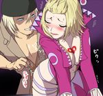  1boy 1girl anal_beads blonde_hair blue_eyes blush couple eyes_closed female final_fantasy final_fantasy_x final_fantasy_x-2 final_fantasy_xiii hat leblanc long_hair male okura okurapuchi snow_villiers tattoo trench_coat trenchcoat 