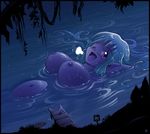  blue_hair breasts giantess karbo lake monster monster_girl nipples 