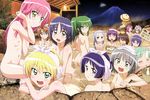  15girls 6+girls aizawa_sakuya asakaze_risa ass bath blonde_hair blue_hair blush brown_hair flat_chest glasses gray_hair green_eyes green_hair grey_hair hanabishi_miki harukaze_chiharu hayate_no_gotoku! highres kasumi_aika katsura_hinagiku katsura_yukiji kijima_saki legs long_hair maria maria_(hayate_no_gotoku!) mountain multiple_girls nishizawa_ayumu nude nude_filter onsen open_mouth photoshop pink_hair purple_hair saginomiya_isumi sanzen'in_nagi sanzenin_nagi scan segawa_izumi short_hair smile sonia_shaflnarz towel ufo yellow_eyes 