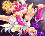  2girls after_sex aftersex blush bottomless bukkake censored cum cum_drip cum_in_pussy cum_inside cumdrip cure_bloom cure_egret futari_wa_precure_splash_star hyuuga_saki leg_hold mishou_mai multiple_girls no_panties precure pretty_cure pussy rape spread_legs sweat torn_clothes 