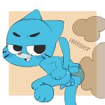  absurd_res anthro backsack balls blue_body blue_fur butt cartoon_network domestic_cat fart fart_cloud fart_fetish felid feline felis foreskin fur genitals gumball_watterson hi_res humanoid male mammal penis sesame solo solo_focus the_amazing_world_of_gumball 