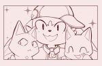  2021 :&lt; :3 anthro bandai_namco blush claws clone clothing digital_drawing_(artwork) digital_media_(artwork) domestic_cat felid feline felis female frown group hat headgear headwear kidnapper-pokemon klonoa klonoa_(series) laugh long_ears looking_at_viewer male mammal monochrome pupils slit_pupils smile star tat video_games zipper 