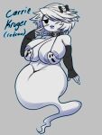  apode areola big_breasts bottomless breasts carrie_krueger clothed clothing female ghost hair hair_over_eye hi_res jyto legless not_furry one_eye_obstructed solo spirit white_hair 