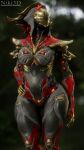  9:16 absurd_res anthro big_breasts big_butt bioluminescence breasts butt female front_view glowing gold_(metal) hand_on_hip hi_res humanoid machine niki3d orange_light robot robot_humanoid solo thick_thighs video_games warframe wisp_(warframe) wisp_celestist_(warframe) 