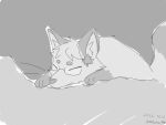  american_beaver(artist) black_and_white black_tip_tail black_tipped_ears canid canine eyes_closed eyewear fox glasses grey_background hi_res lying male mammal maple_leaf maplefox monochrome nicolass simple_background simple_coloring simple_eyes sketch sleeping tired 