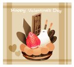  animal bear border cake candy chai chocolate chocolate_bar chocolate_cake commentary dessert english_text food food_focus fruit happy_valentine heart looking_at_viewer no_humans original pocky polar_bear strawberry white_border 