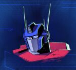  1boy autobot blue_eyes english_commentary glowing glowing_eyes josh_(jcburcham) looking_down mecha no_humans optimus_prime portrait science_fiction solo transformers transformers:_earth_spark 