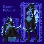  adkindragon anthro blue_body breasts claws dragon electric fangs female female/female fire hi_res horn humanoid jaw kobold lizard open_mouth reptile scalie scals sea solo thunder volcano water 