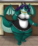  anthro breasts cleavage clothed clothing dragon female lilbluefoxie maid_uniform uniform 