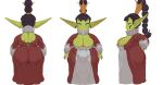  absurd_res belly big_breasts big_butt black_hair breasts butt cleavage clothed clothing crown dress female forastero goblin hair hi_res humanoid humanoid_pointy_ears long_ears long_hair model_sheet short_stack slightly_chubby solo wide_hips 