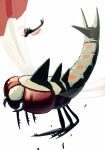  animal_focus bug commentary_request dragonfly fangs flying highres leaves_in_wind no_humans pokemon pokemon_(creature) red_eyes suchi_(fsur7444) white_background yanmega 